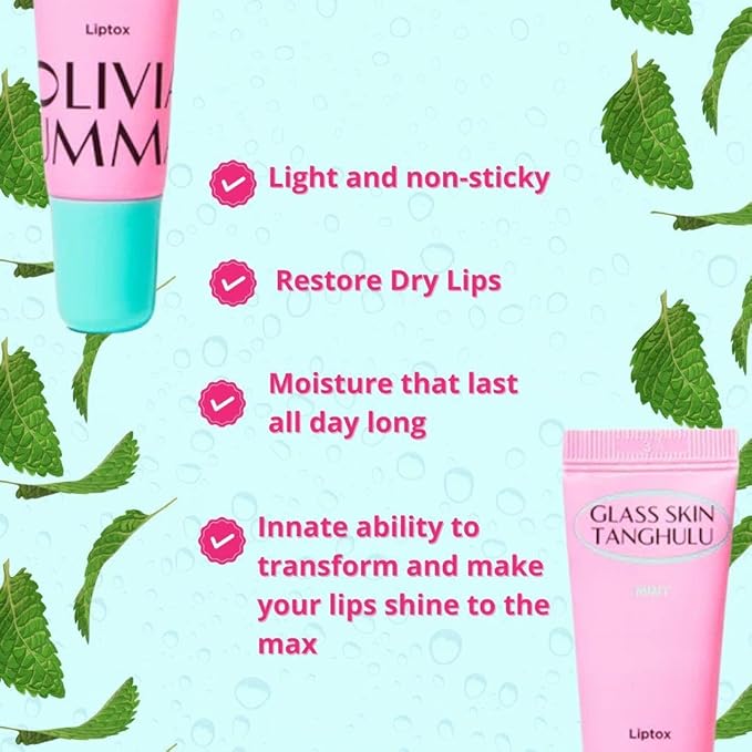 Mint Glass Skin Tanghulu Liptox - Korean Plumping Lip Balm with Peppermint, Shea Butter & Macadamia Seed Oil - Restore Dry Lips and Shine - Non-Sticky Korean Lip Balm - 10 ml