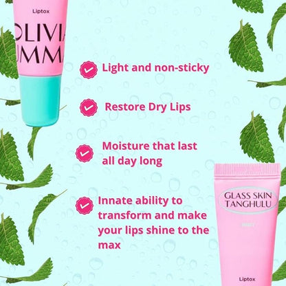 Mint Glass Skin Tanghulu Liptox - Korean Plumping Lip Balm with Peppermint, Shea Butter & Macadamia Seed Oil - Restore Dry Lips and Shine - Non-Sticky Korean Lip Balm - 10 ml