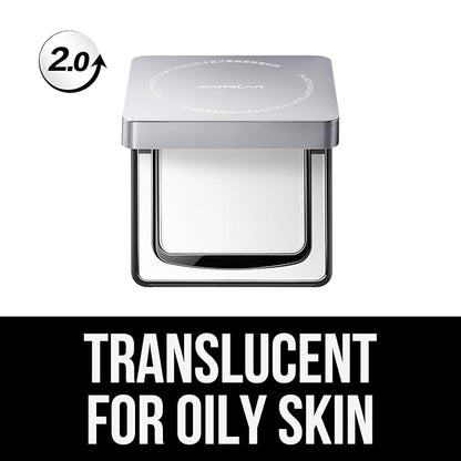 Black Magnet Soft Focus Powder, Waterproof Translucent Pressed Setting Powder, 24H Longlasting Talc-Free Face Powder, Oil Control Compact Makeup,02 Translucent For Oily Skin, 0.28Oz