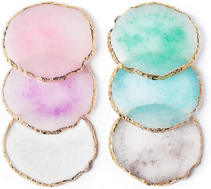 JASSINS Resin Nail Art Palette,Nail Art Painting Mixed Color Palette Gold Edge Nail Gel Color Makeup Display Board (Pink+White)