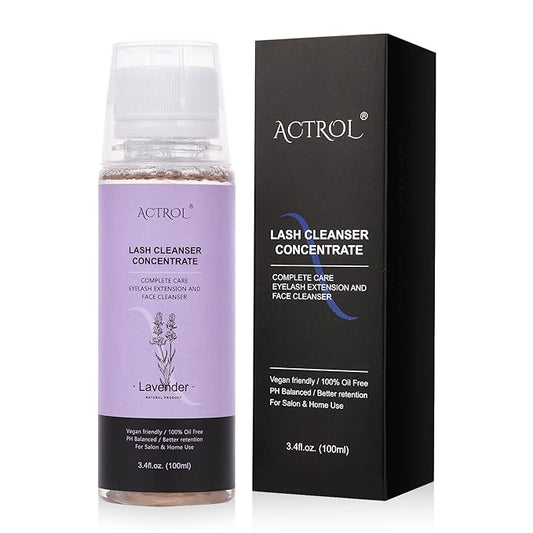 Eyelash Shampoo Concentrate 100ml Lash Extensions Cleanser Concentrate Lavender Foaming Shampoo Paraben & Sulfate Free Wash for Extensions Lashes with Salon Home Care-Makes 60ml Bottles