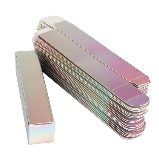 COSIDEA 50 PCS Empty Holographic siver Lip Gloss Boxes W21 xW21 xH121mm / 0.83 * 0.83 * 4.76 inch, Cosmetic Perfume Mascara Box Packaging, small Kraft Paper Box Luxury Holder Wrapping