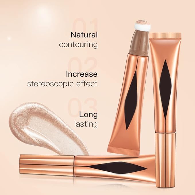 Concealer Stick,Contour Stick Makeup Liquid Highlight and Contour Wand,Cream Contour Stick with Soft Cushion Applicator,Foundation Highlight Makeup Bronzer Stick for Face