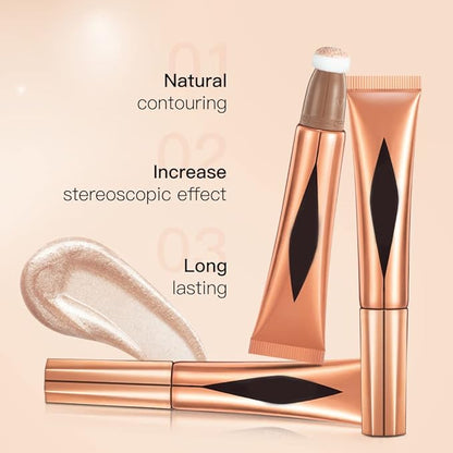 Concealer Stick,Contour Stick Makeup Liquid Highlight and Contour Wand,Cream Contour Stick with Soft Cushion Applicator,Foundation Highlight Makeup Bronzer Stick for Face