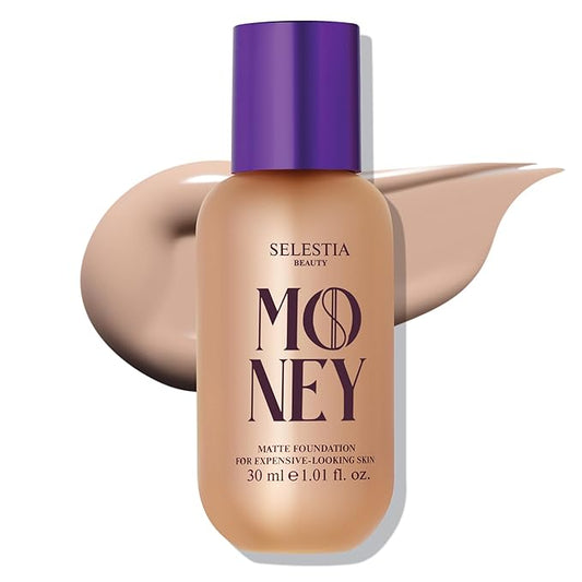Money Liquid Matte Foundation – Long-Lasting, Natural Looking & Buildable Coverage – For Combination, Dry, Oily Skin – Lightweight & Moisturizing (Vanilla)