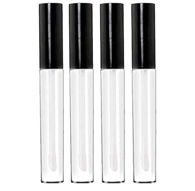 WOIWO 4PCS 5ML Empty Lip Gloss Tubes Containers, Refillable Empty Lip Gloss Bottle for Lip Samples Travel Split Charging DIY Makeup