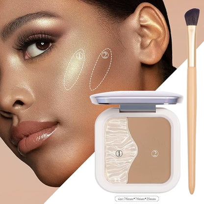 ELLESY Highlighter Contour Powder Makeup Kit，Face Shimmer Highlighter and Matte Finish Contour Bronzer，Lightweight, Easy to apply -C02