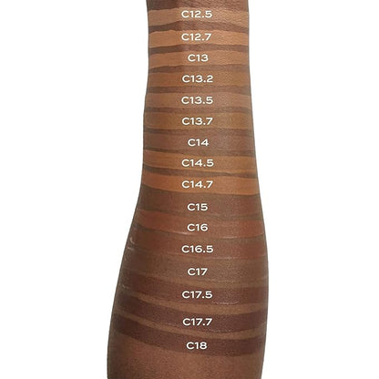 Makeup Revolution Conceal and Define Foundation, Full Coverage & Matte Finish, F17.7 for Dark Skin Tones, Vegan & Cruelty-Free, 0.7 Fl Oz
