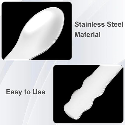 3pcs Mini Metal Makeup Spatula, Reusable Cosmetic Cream Spatulas Spoon, Skincare Scoop Applicator Facial Massage Beauty Tools for Mixing and Sampling Face Eye Cream- Silver