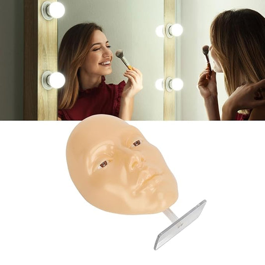 TRISAR Silicone Full Face Mannequin, Removable Eyes Reusable Makeup Mannequin Face for Eyelash for Beginners (White)