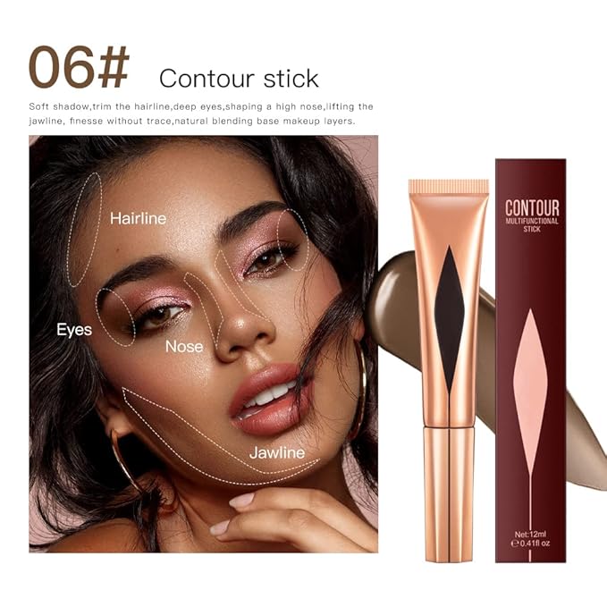 Concealer Stick,Contour Stick Makeup Liquid Highlight and Contour Wand,Cream Contour Stick with Soft Cushion Applicator,Foundation Highlight Makeup Bronzer Stick for Face