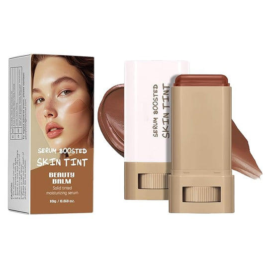 Foundation Stick Beauty Balm Serum Boosted Skin Tint, Solid Tinted Moisturizing Serum Foundation Face Stick, Multifunctional Full Coverage Concealer, Brightens, Makeup(#02)