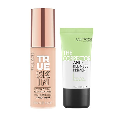 Catrice | True Skin Foundation 10 & The Corrector Anti-Red Primer| Full Coverage Makeup | Vegan & Cruelty Free