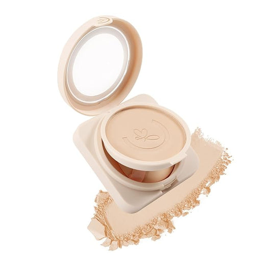 Matte Pressed Powder, Wet & Dry Concealer Foundation, Oil Control Flawless Setting Powder, Portable Face Makeup Compact with Puff Applicator