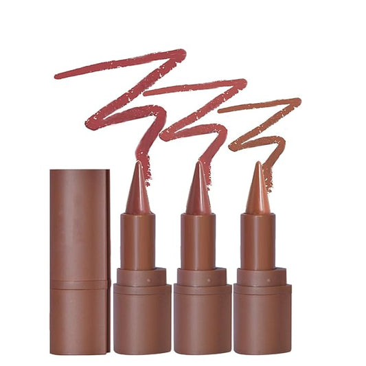 Gradient Lip Liner Matte Crayon Lipstick Set, Flawless Contour and Gradual Ombre Effect Lip Pencil High Pigmented Smudge Proof Waterproof Easy to Use Cone Tip (01#+02#+03#)