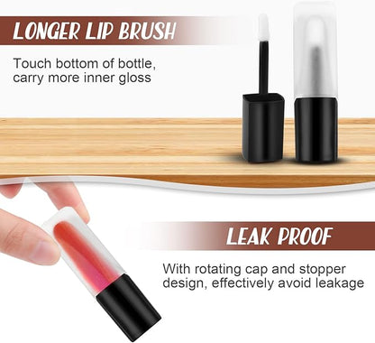 5 Pcs 5ml Frosted Glass Lip Gloss Tubes Refillable Square Lip Glaze Tube Vials Mini Lip Balm Bottle Container with Wands & Stoppers for Women Girls DIY Makeup Travel