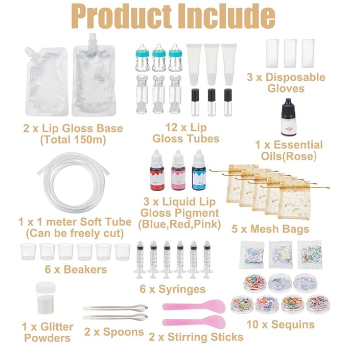 WEBEEDY DIY Lip Gloss Making Kit for Adults,55 Pcs Moisturizing Lip Glaze Handmade Set to Make Your Own Lips Gloss,Fun Makeup Kits for Beginners Women DIY Makeup Supplies Set Gift