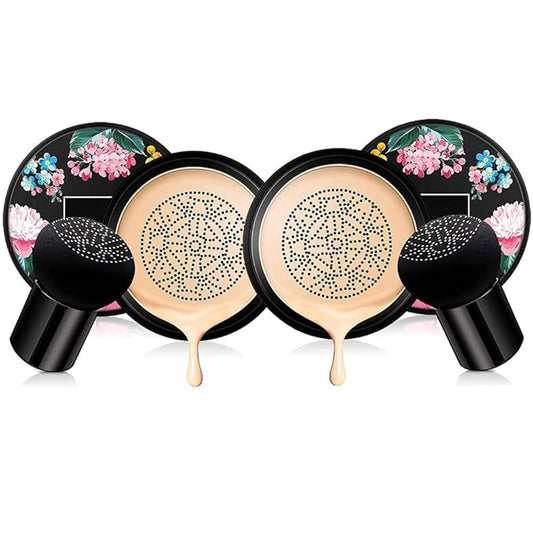 Mushroom Head Air Cushion BB Cream, Concealer Lasting Nude Makeup Moisturizing Pigment CC Liquid Foundation, Even Skin Tone Makeup Base Primer-Natural 2Pack