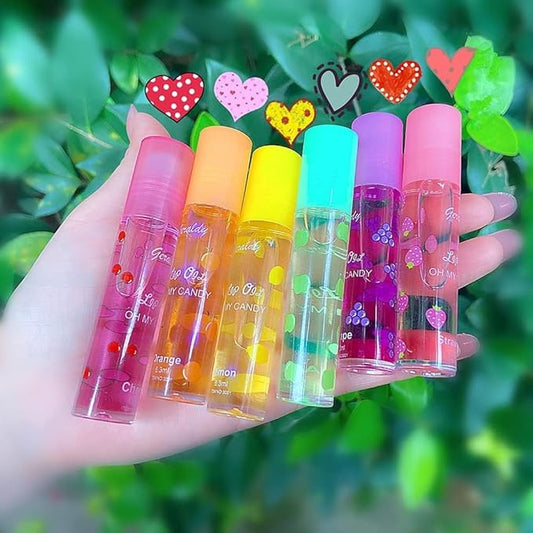 Moisturizing Lip Oil Set - 6 Pcs Roll-on Fresh Glaze, Transparent Colorless Lotion for Hydrating and Care (#4)