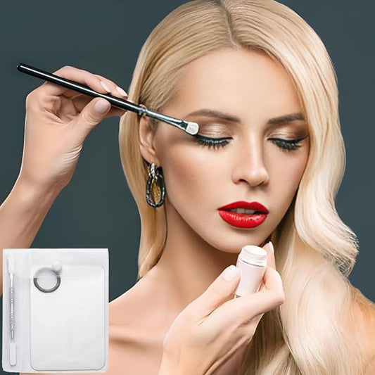 Cosmetic Makeup Palette with Spatula Stainless Steel Make Up Mixing Palette for Women Girls Face 5.9 x 3.9 Inches