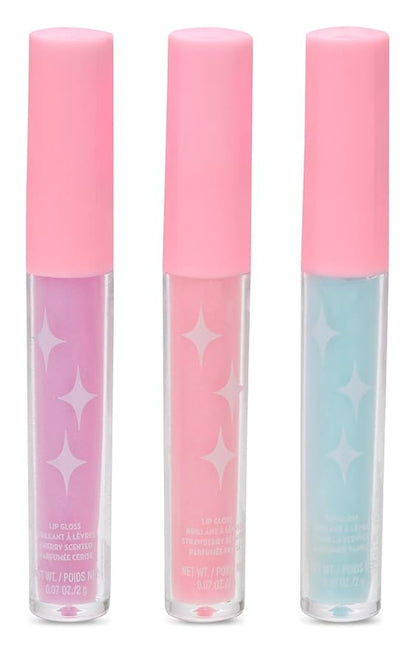 iscream Sparkle & Shine 3-piece Pastel Lip Gloss Set with Cherry, Vanilla & Strawberry Scents