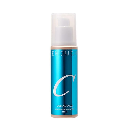 ENOUGH COLLAGEN 3X Moisture Foundation SPF 15, Korean Makeup Full Coverage Tinted Moisturizer, Skin Care Face Sunscreen for Women (#27C Tan Beige, 3.38 fl oz / 100ml)