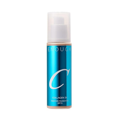 ENOUGH COLLAGEN 3X Moisture Foundation SPF 15, Korean Makeup Full Coverage Tinted Moisturizer, Skin Care Face Sunscreen for Women (#13N Light Beige, 3.38 fl oz / 100ml)