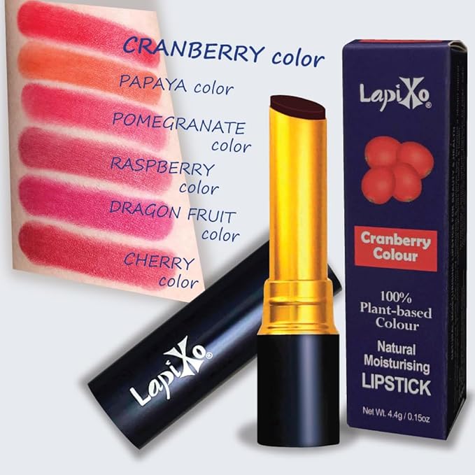 100% Plant-based Color Lipstick, Unique Formula, Natural + Moisturizing | Non-Toxic, All Food Ingredients, Antioxidant-rich, Natural Matte Vibrant Color, 4.4g/0.15oz (Cranberry color)