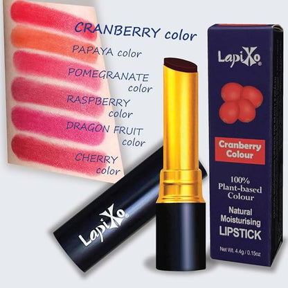 100% Plant-based Color Lipstick, Unique Formula, Natural + Moisturizing | Non-Toxic, All Food Ingredients, Antioxidant-rich, Natural Matte Vibrant Color, 4.4g/0.15oz (Cranberry color)