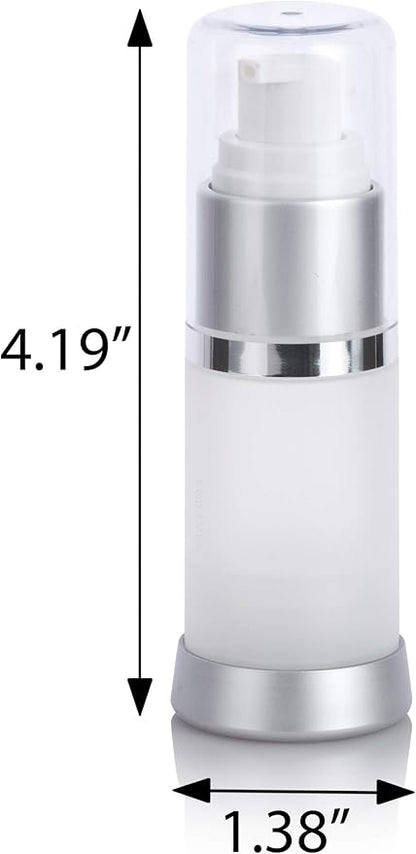 JUVITUS (6 PACK) 15 ml / 0.50 oz Frosted Airless Acrylic Foundation Bottle with Clear Cap + Funnel