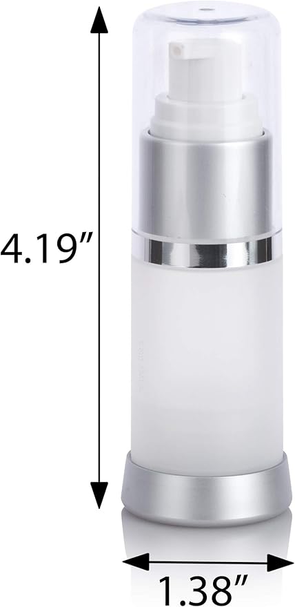 JUVITUS (6 PACK) 15 ml / 0.50 oz Frosted Airless Acrylic Foundation Bottle with Clear Cap + Funnel