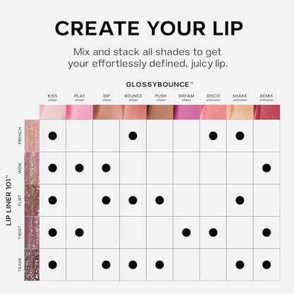 Saie Glossybounce - Hydrating Lip Gloss and Tinted Lip Oil Hybrid with Hyaluronic Acid & Jojoba Oil for Non-Sticky, Ultra-Shiny, Plump & Soft Lips - Everyday Makeup Essential - Remix (.17 oz)