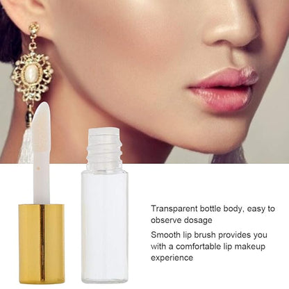 Case of 90 packs, Empty Plastic Clear Lip Gloss Tubes Lip Balm Bottle Container Gold Transparent 1.2ML Makeup Tool for Women (90 pcs, Gold)