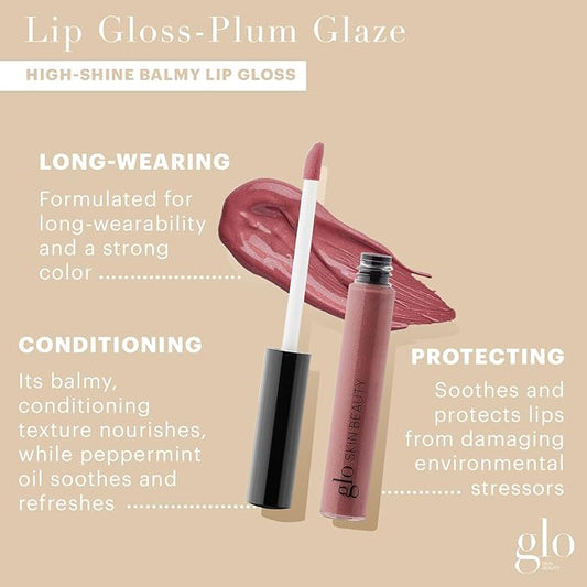 Glo Skin Beauty Lip Gloss | Color and Shine with Lip Nourishing Ingredients, without Stickiness, (Plum Glaze)