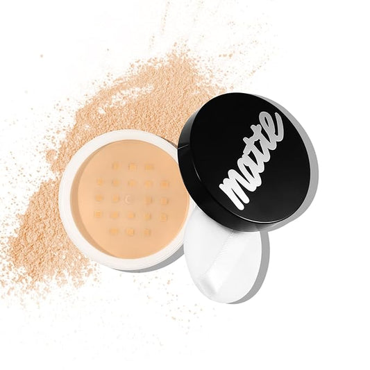 Boobeen Lightweight Translucent Loose Setting Powder Makeup, Matte Non-Sticky Finishing Baking Makeup, Concealing Nude Face Pressed Foundation Powder for Women With Puff