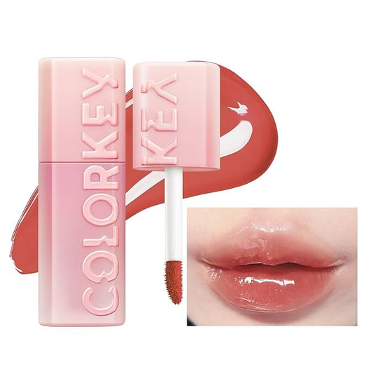 COLORKEY 3D Plump Oil Lip Gloss, High-shine Finish, Lip Tint, Moisturizing, Non-Sticky, Clear and Natural, Glassy Shine (G07 Peach Pink, 3ml)