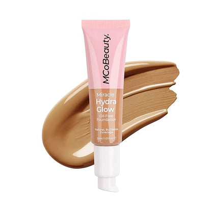 MCoBeauty Miracle Hydra Glow Oil-Free Foundation - Water-Based, Light-Medium Coverage - Features A Natural Satin Finish - Ultimate Radiant Base - With A Second-Skin Feel - Natural Honey - 1 Oz