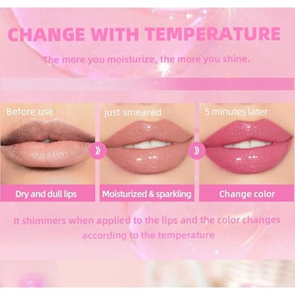 Hydrating Lip Gloss Transparent Lip Care,Magic Color Changing Moisturizing Lip Glow Oil Plumping Glimmer Glow Lipstick, Long Lasting Non-sticky Fresh Texture Lip Oil(Q2394-5#Change Color)