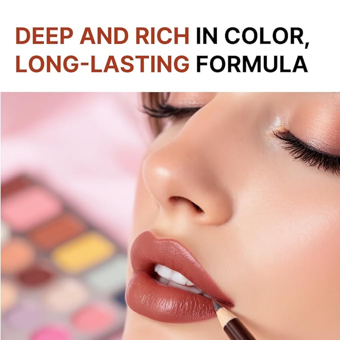 30 pcs Lip Liner Pencil Set, High Pigmented Lip Makeup, Long-wearing, Deep and Rich in Color, Enhance Lip Volume, 6.25 inches Long Wooden Pencil