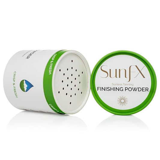 SunFX Post Spray Tan Translucent Finishing Powder | Talc Free | Sunless Tanning Setting Powder | Shimmer | Crisp & Fresh, 4.00 Ounce (Pack of 1)