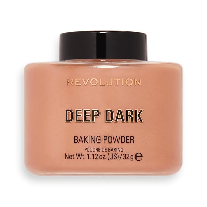 Revolution, Loose Baking Powder, Makeup Setting Powder, Long Lasting Coverage, Mattifies & Reduces Shine, Deep Dark, 1.13 oz