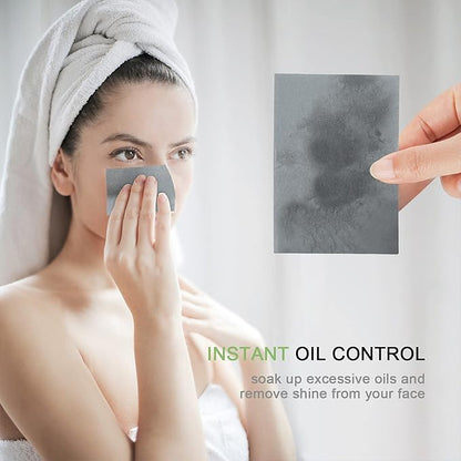 300 Count Natural Bamboo Charcoal Blotting Papers Organic Facial Oil Absorbing Sheets for Oily Skin Care Daily Oil Control Linen Tissues (100 PCS/PK, 3 PKS)
