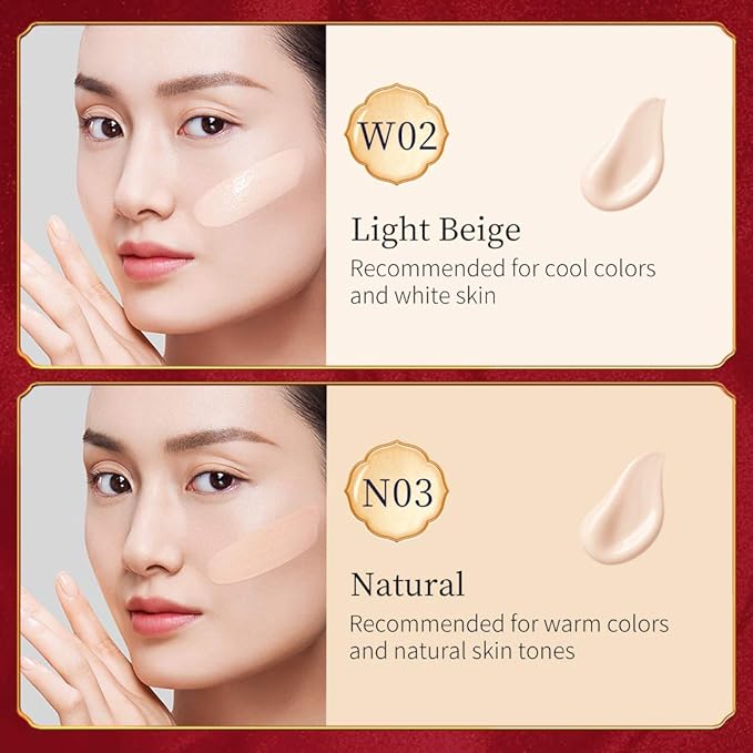 ZEESEA [Palace Identity] Liquid Foundation Makeup, Cushion Foundation BB Cream, Skincare Ingredients, Long Lasting and High Coverage Cushion Compact, Light Beige