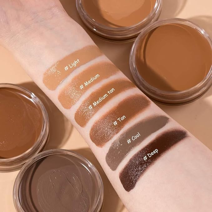 Paraben Free Vegan Bronzer Palette, Creamy Face Makeup, Multi-Use Contour Cream, Full Coverage, Light/Medium/Medium Tan/Tan/Cool/Deep, 0.7 Ounce (MEDIUM, 0.7 Ounce)