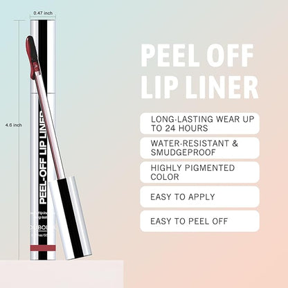 3 Colors Lip Stain Peel Off Long Lasting Brown Lip Liner Set Waterproof Transfer Proof Nude Lip Tint Matte Finish Tattoo Lipstain Marker Non-Stick Cup Lip Gloss Makeup for Women