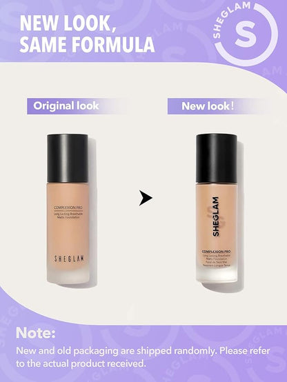 SHEGLAM Full Coverage Foundation Makeup Long Lasting Waterproof Matte Dewy Liquid Foundation - Caramel