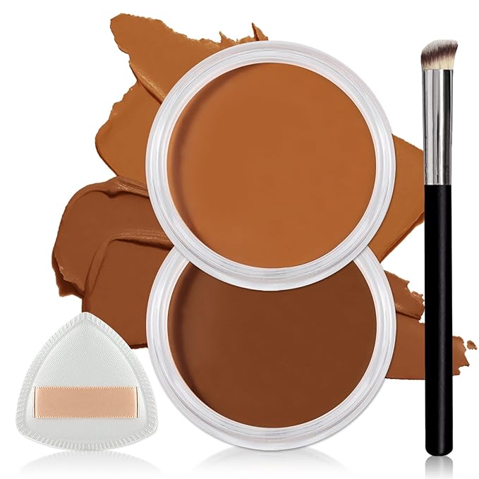 2PCS Under Eye Concealer for Dark Circles Color Correcting,Pro Concealer Full Coverage Tattoo Cover up Makeup,Long-lasting Corrector de Ojeras (09 Caramel+10 Buttercream)