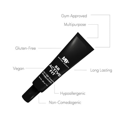 BB Active Fit: 5-in-1 Ph Self-Adjusting BB Cream for Sports & Workouts, Correcting Foundation Makeup Moisturizing Face Cream, Ultra-Light, Motion Proof, 1.0 Fl Oz