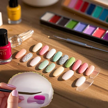 1 Piece of Resin Nail Art Palette Polished Color Mixing Tray Gilded Edge Makeup Display Board DIY Art Painting Tools (White)