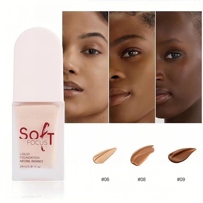 Full Coverage Foundation 10 Colors Natural Lightweight Smooth Creamy Long-lasting Longwear Matte Oil-Control Foundation (Color 06)